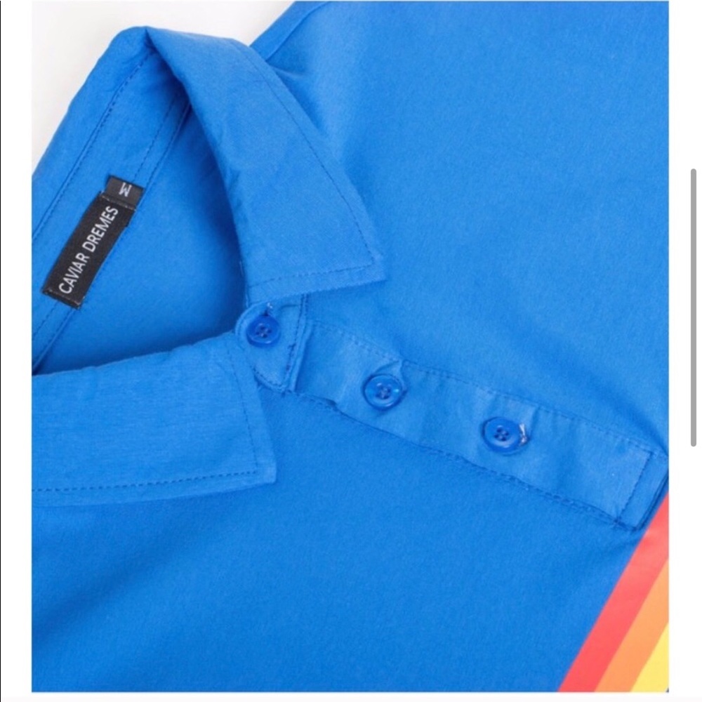 NWT Men’s Blue Retro Polo - Picture 3 of 4